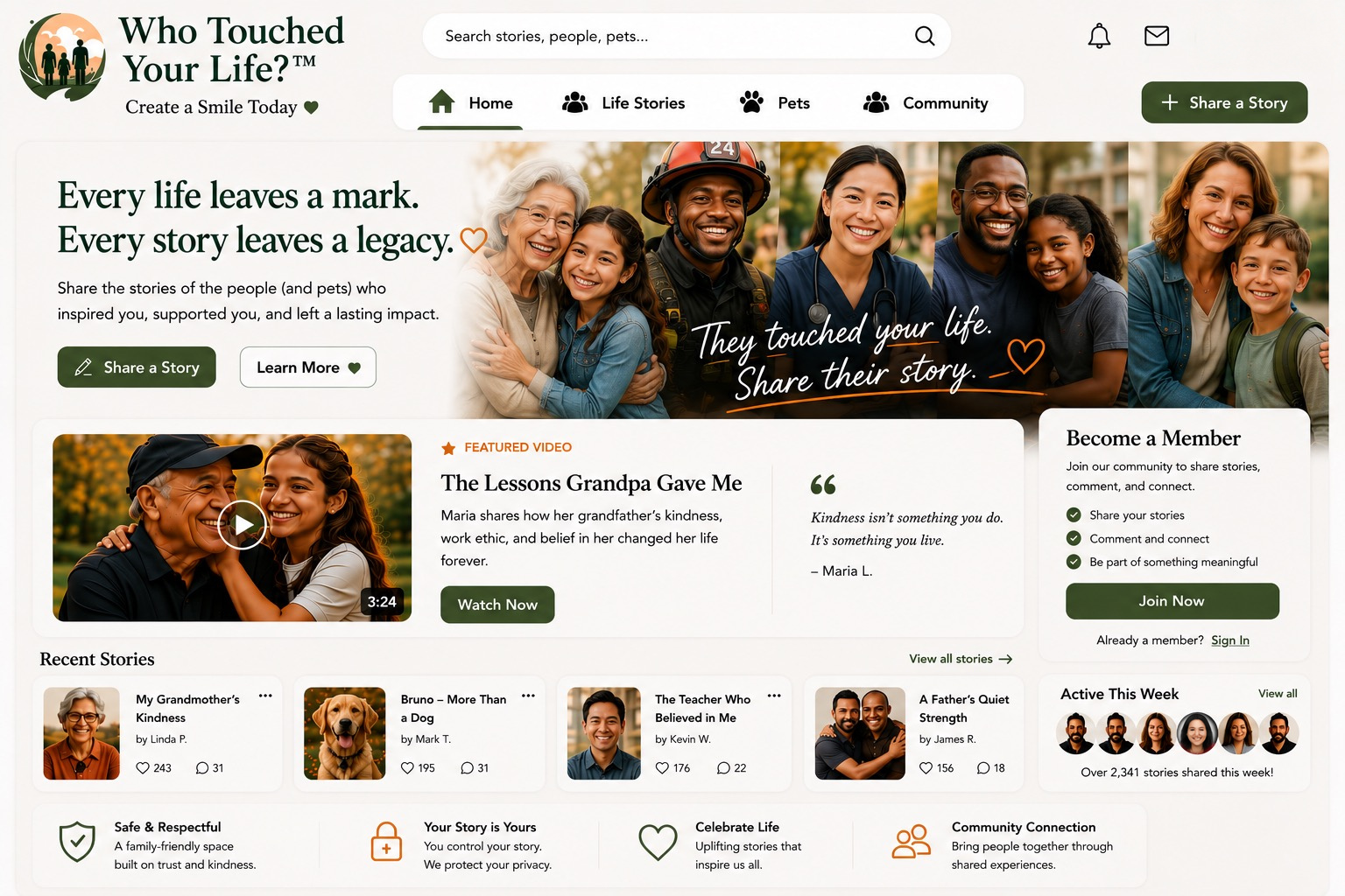 Who Touched Your Life approved homepage master design