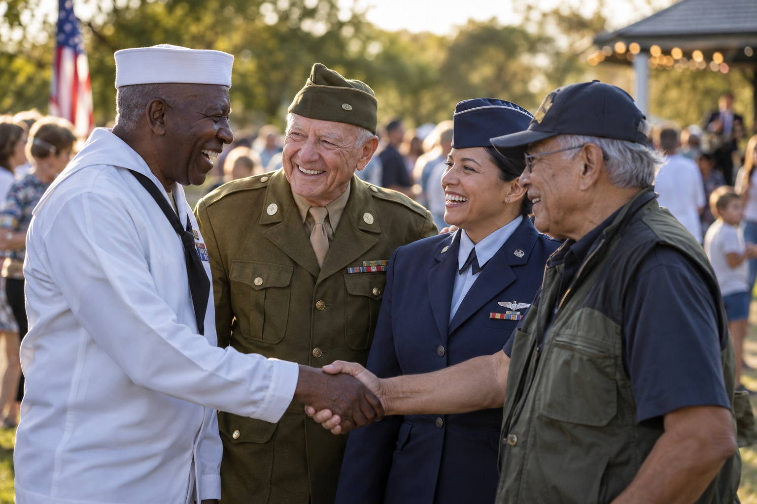 Veterans from different generations sharing an uplifting memory